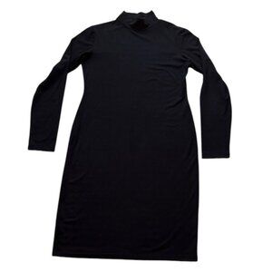 Miik Black Bamboo Long Sleeve Mock Neck T-Shirt Dress Made in Canada🇨🇦 Size XS